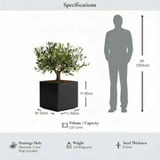 50cm Zinc Galvanised Polished Black Square Planter